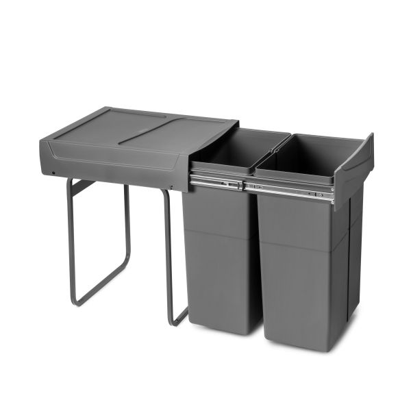 Poubelles de recyclage Recycle pour la cuisine, 2 x25 L, fixation  bas de caisson et extraction manuel