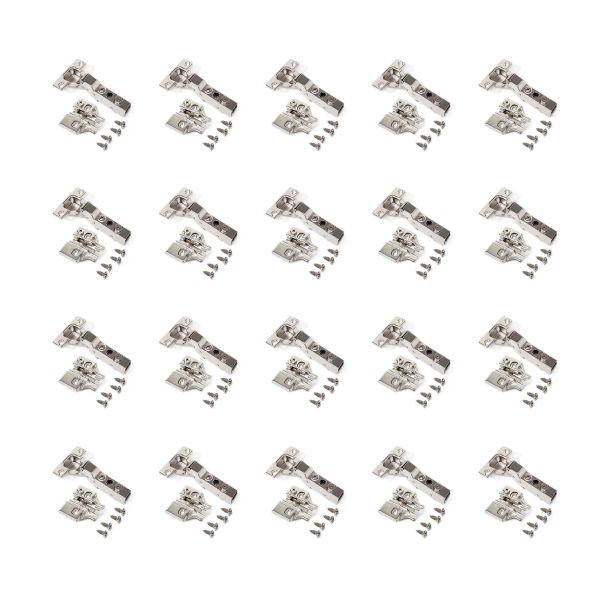 Kit charnière coudée pour montage en applique sur panneau mitoyen X91 avec fermeture amortie et embase