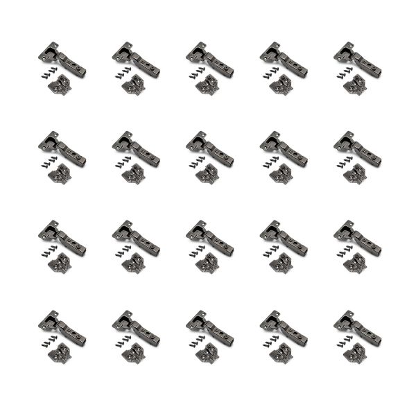 Kit charnière  coudée pour montage en applique sur panneau mitoyen X91 avec fermeture amortie et embase