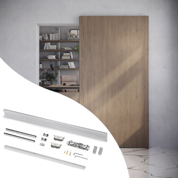Système Wall de porte coulissante suspendue en bois avec fermeture amortié