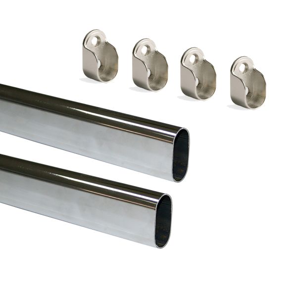 Kit tube de penderie 30x15 mm acier