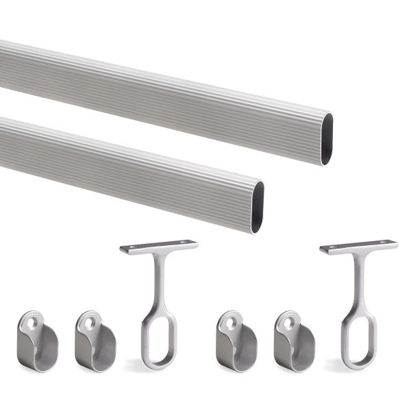 Kit tube de penderie 30x15 mm aluminium