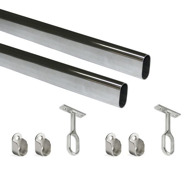 Kit tube de penderie 30x15 mm acier