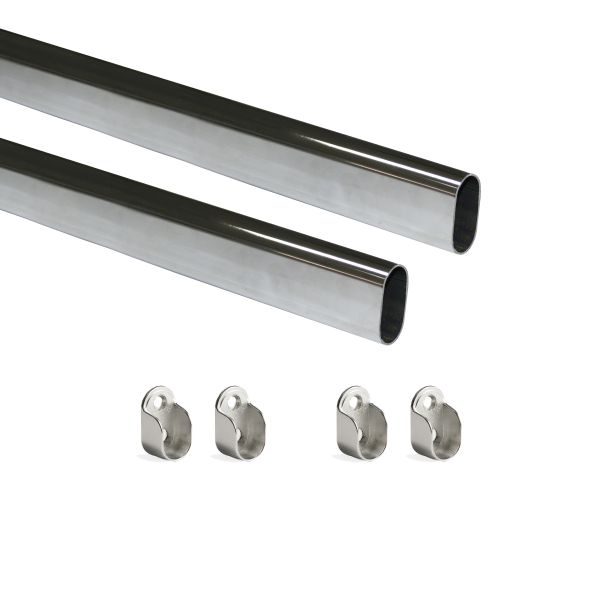Kit tube de penderie 30x15 mm acier