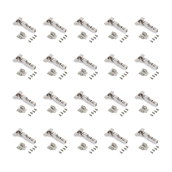 Kit charnière coudée pour montage en applique sur panneau mitoyen X92 avec fermeture amortie et embase