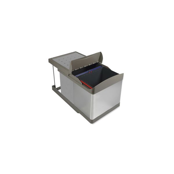 Poubelles de recyclage pour la cuisine, 2 x 16 litres, bas de caisson et extraction automatique